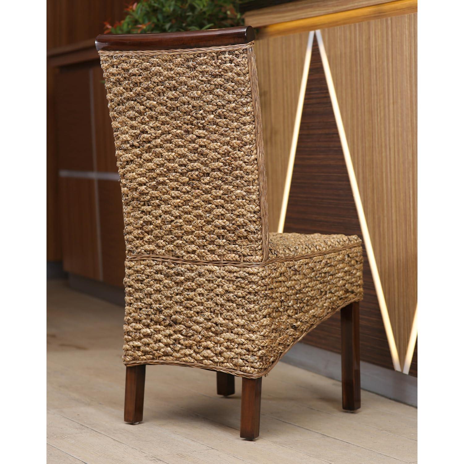 Bunga Hyacinth Weave High Parsons Side Chair in Salak Brown