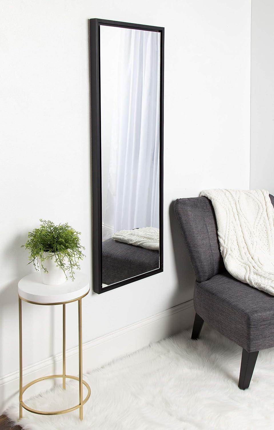 16" x 48" Evans Framed Wall Panel Mirror Black - Kate and Laurel: Contemporary Full Body, Floating Design, Easy Mount
