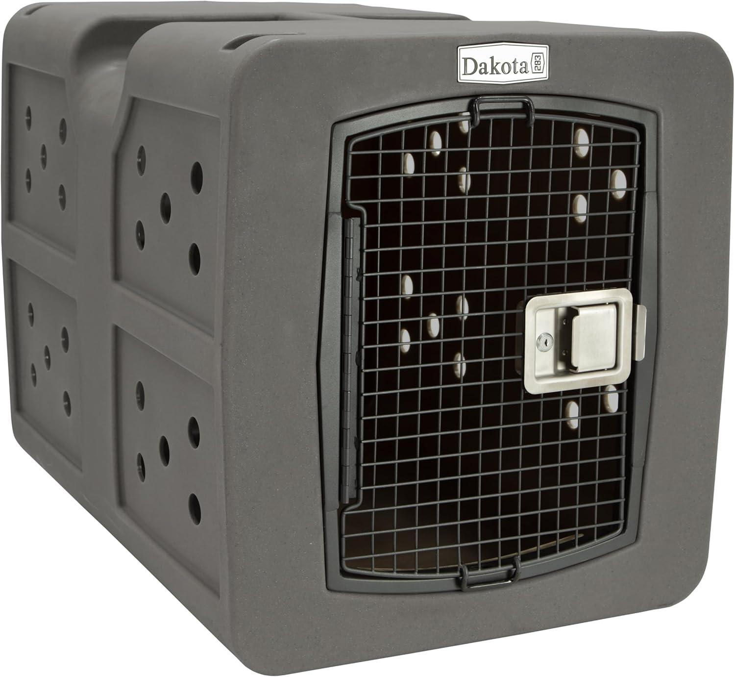 Dakota Large Ventilated Framed Pet Kennel w/Ultra-Secure Lock, Easy-Grip Handle & Keyed Paddle Latching Door for Large-Breed Dogs