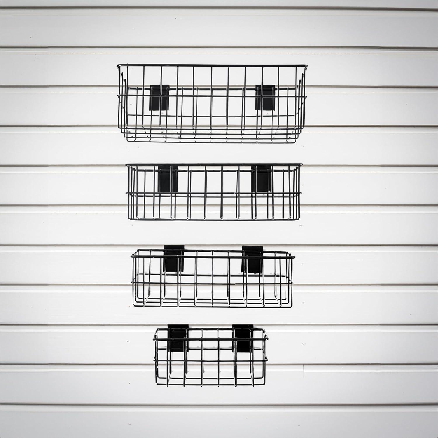 Slat Wall Baskets, Slat Wall Accessories, Metal Wire Hanging Baskets, Slat Wall Organizer (Set of 4)