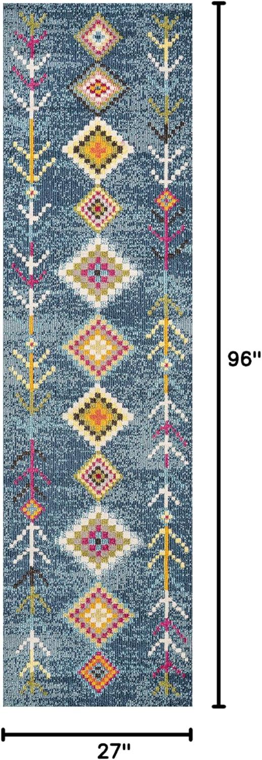 JONATHAN Y Love Geometric Dark Blue/Multi 2 ft. x 8 ft. Runner Rug