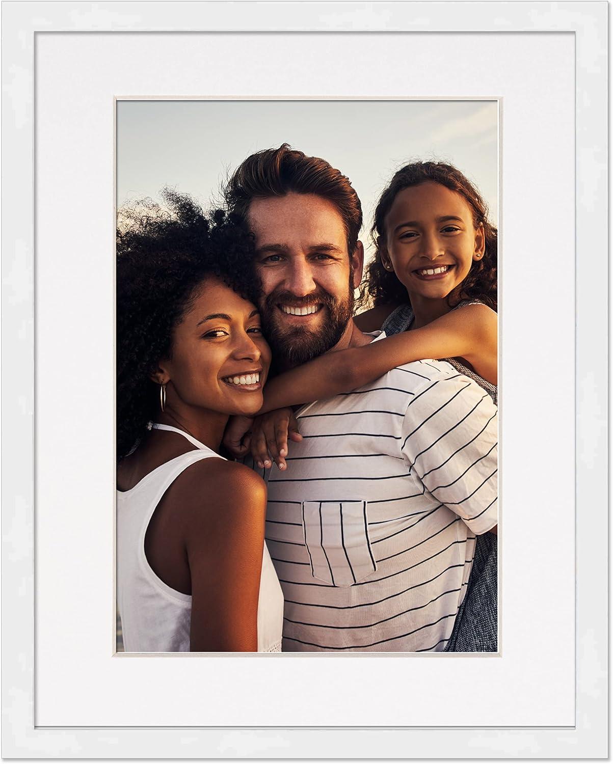 13x17 Frame White With White Picture Mat For 13x17 Photo - White 15x19 Frame To Display Print or