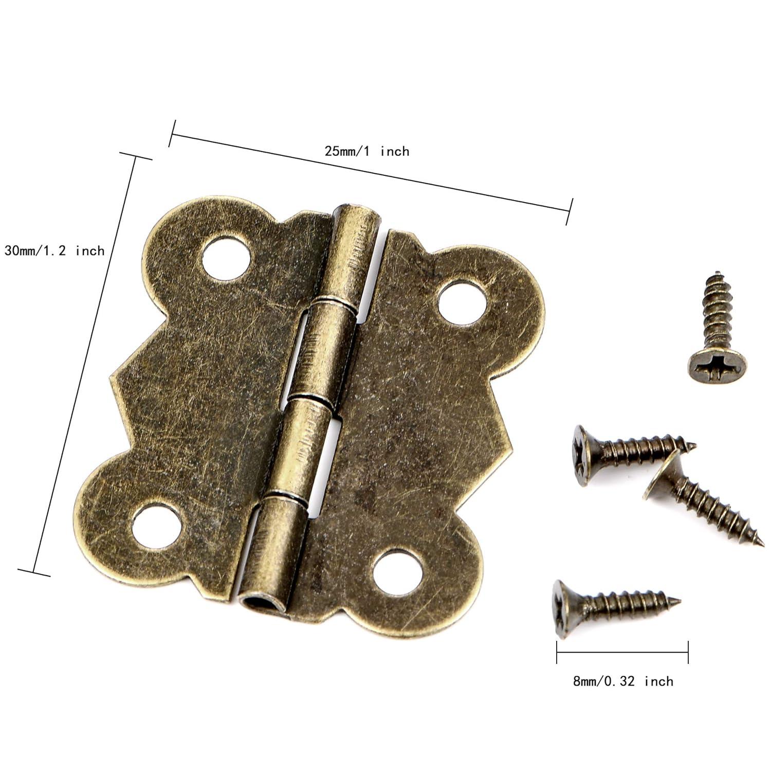 Jewelry Box Hardware 40 Pieces 1 inch Hinges Antique Small Butterfly Hinges - Bronze Engraving Design Box Hinges for Crafts Wooden Box, Gift Box Hinges, Cabinet Drawer Jewelry Box with 160 Screws