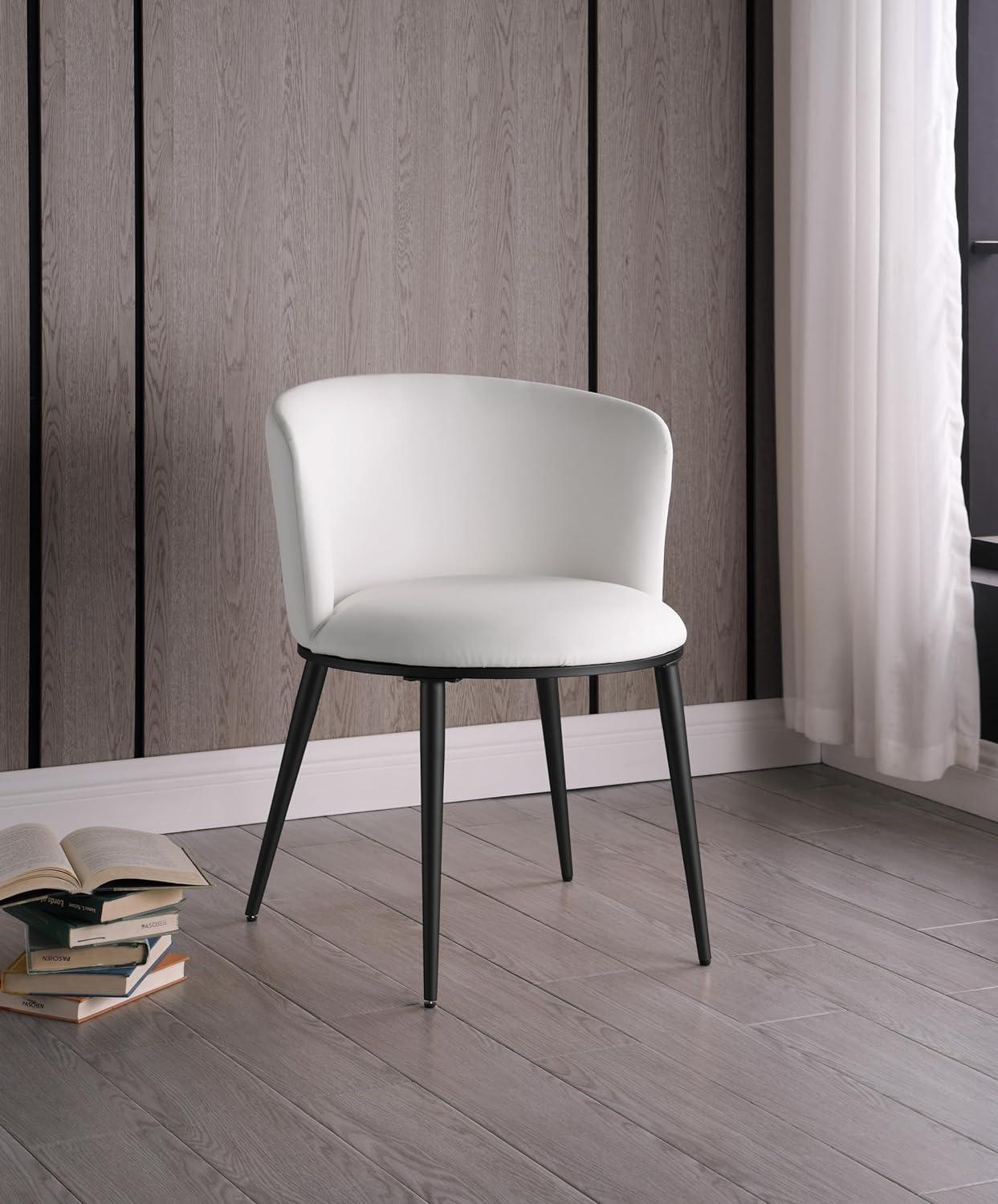 Skylar Contemporary White Faux Leather Rounded Dining Chair