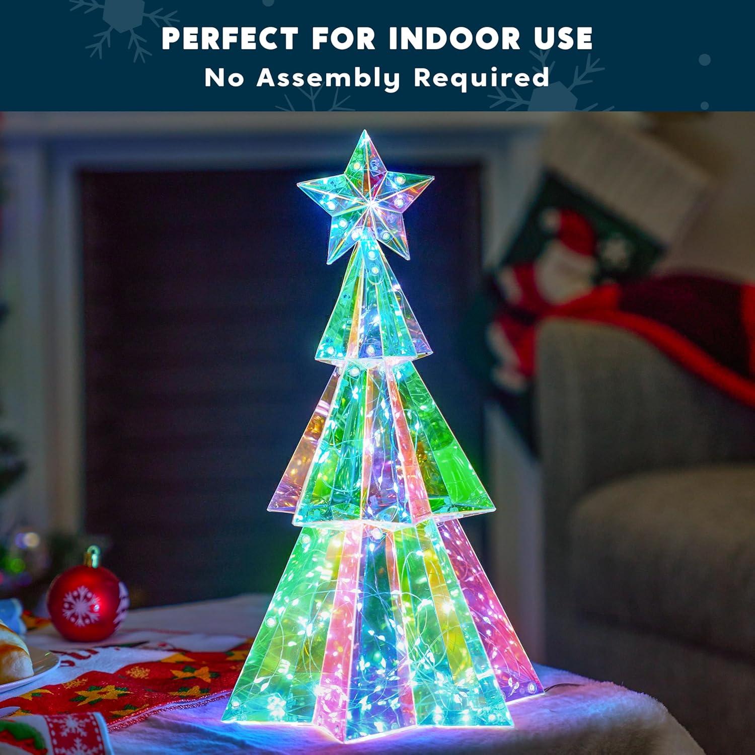 15" Multicolor Prismatic PVC Christmas Tree Light