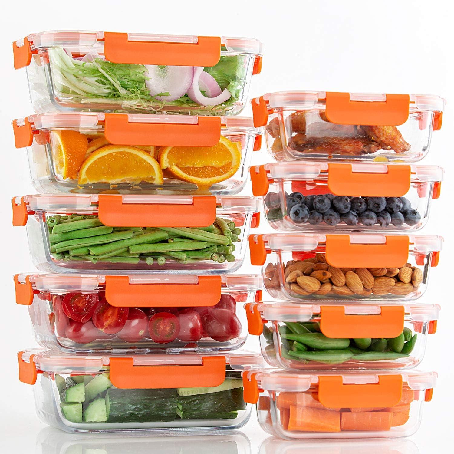 Orange Borosilicate Glass Lunch Box Set with Lids