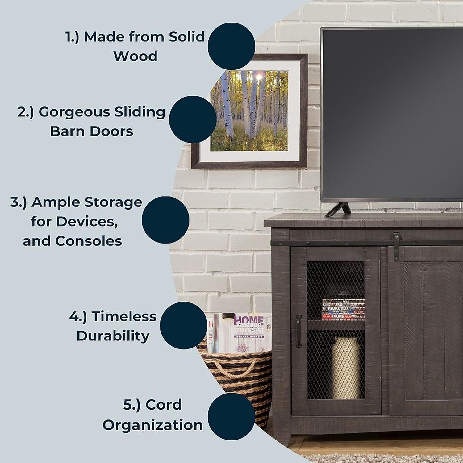 Sierra 65" Solid Wood TV Stand Gray Finish - Martin Svensson Home