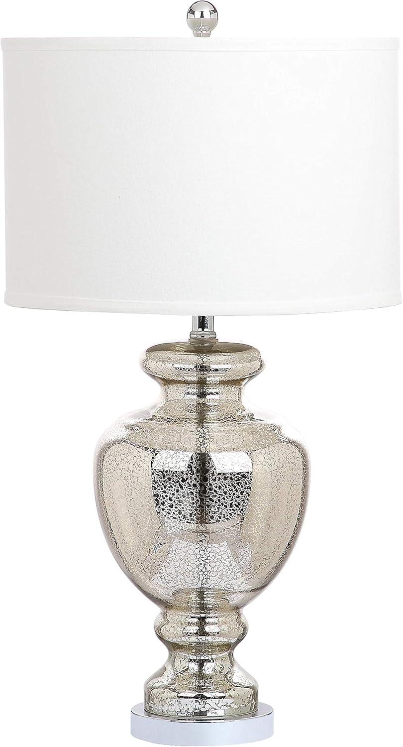 Morocco 28" Silver Ivory Glass Table Lamp with Cotton Shade