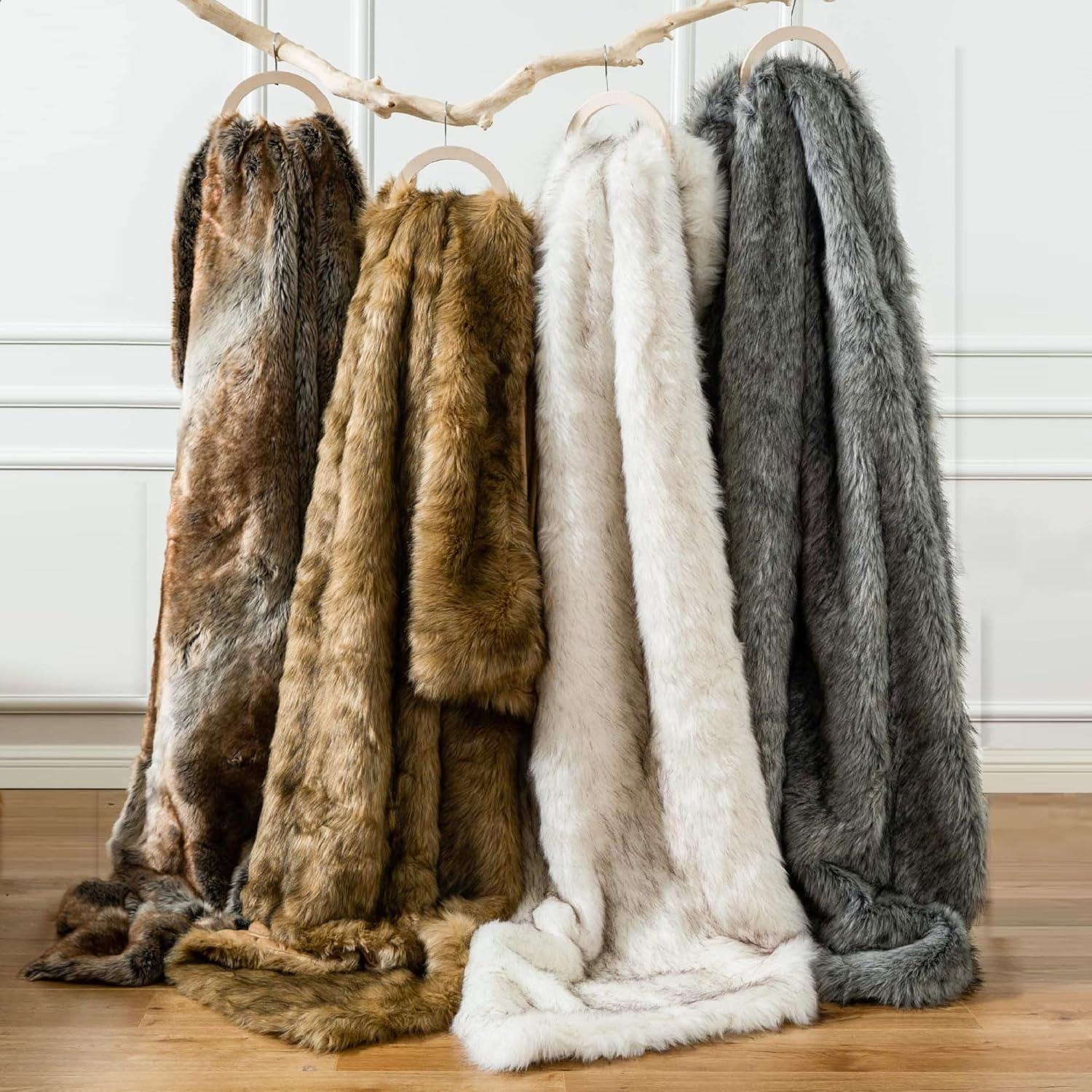 Battilo Luxury White Faux Fur Blanket,Thick Warm Decorative Throw Blankets, Fluffy Fur Throw Blanket for Couch,Living Room Decor,51"x67"