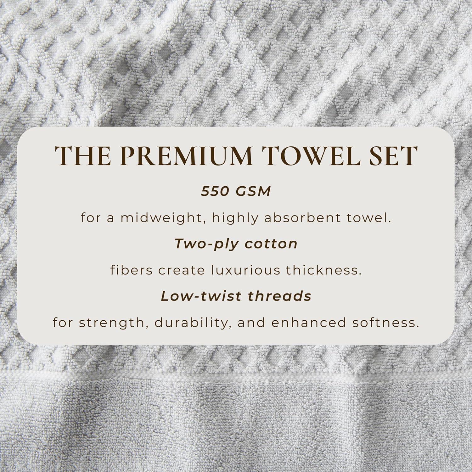 Cotton Quick-Dry Textured Towels - Great Bay Home (4 Pack Bath Towels, Light Grey)