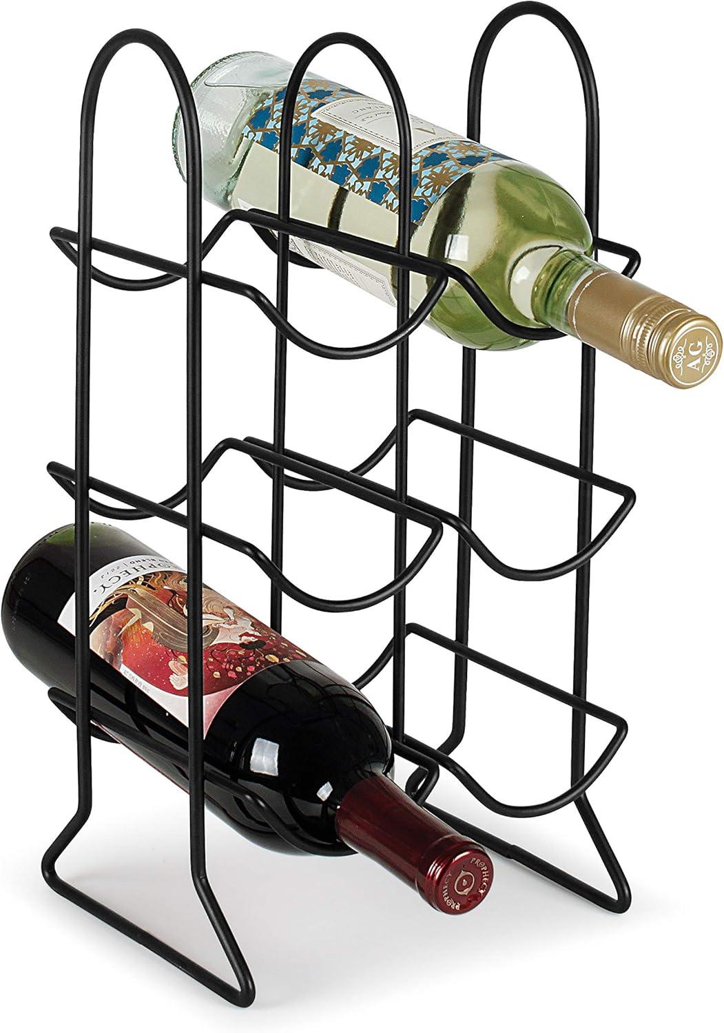 Black Steel 6-Bottle Countertop Wine Rack