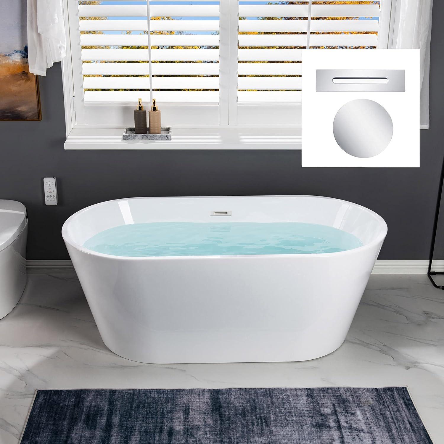 59'' Freestanding Soaking Acrylic Bathtub