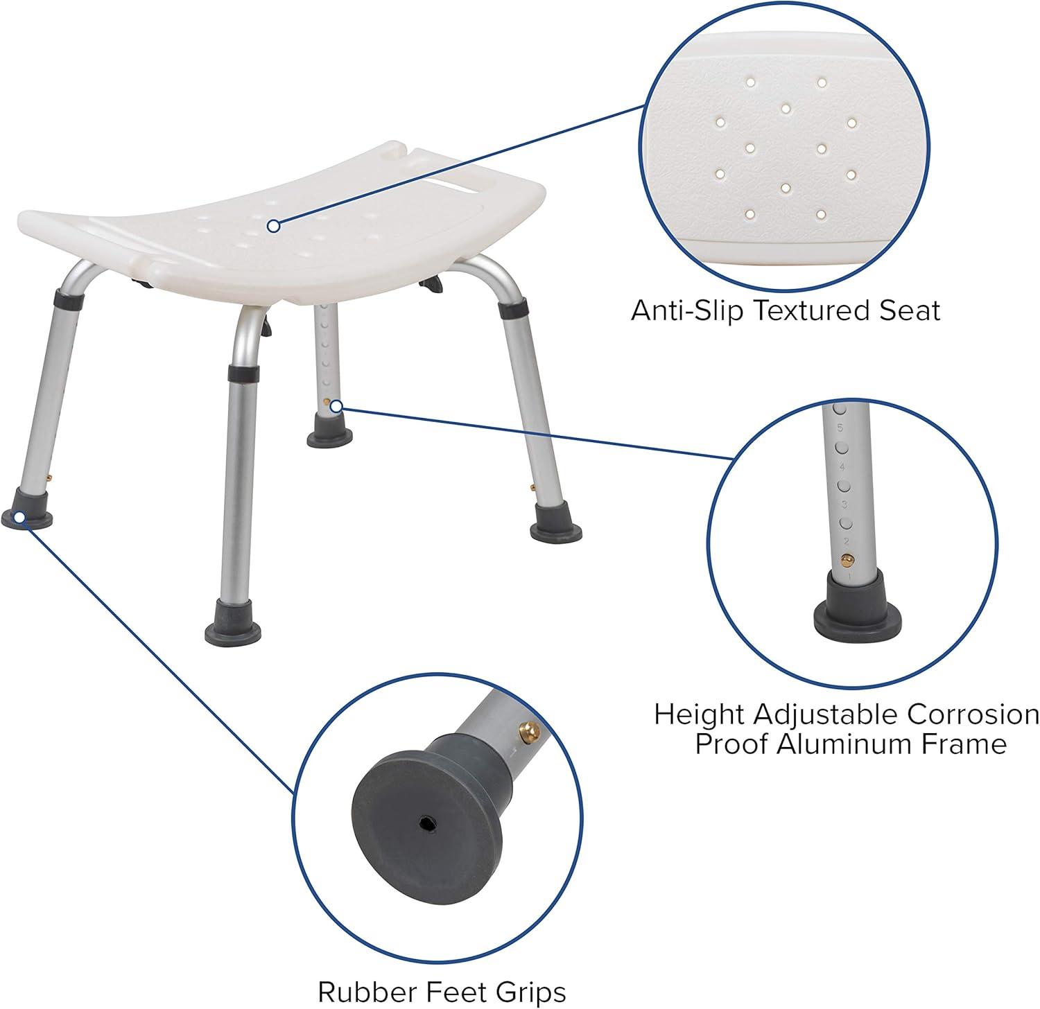 Hemsworth Tool-Free 300 Lb. Capacity, Adjustable Bath & Shower Chair w/ Non-slip Feet