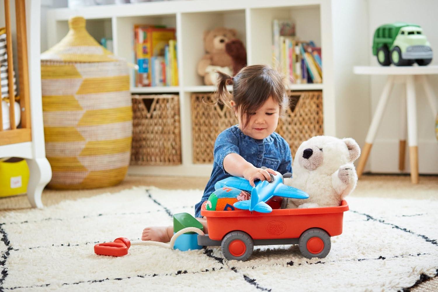 Green Toys Wagon, Orange - Pretend Play, Motor Skills, Kids Outdoor Toy Vehicle. No BPA, phthalates, PVC. Dishwasher Safe, Recycled Plastic, Made in USA.