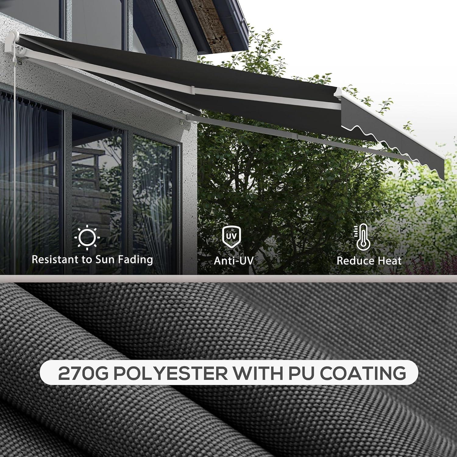 Outsunny 59'' Polyester Cream Cover Motorized Retractable Patio Awning