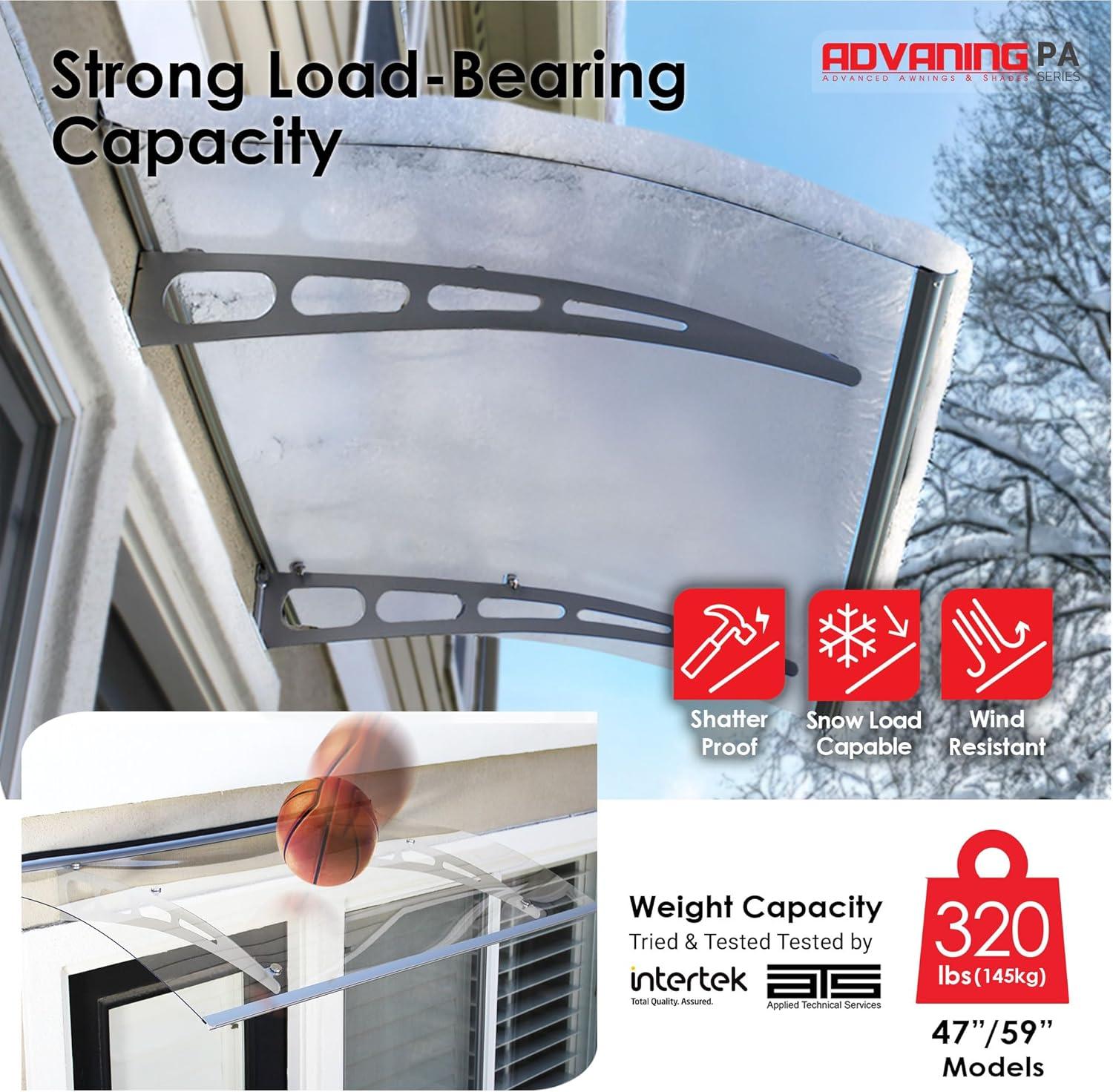 PA Series 2' 11 13/32" D Convex Door Awning