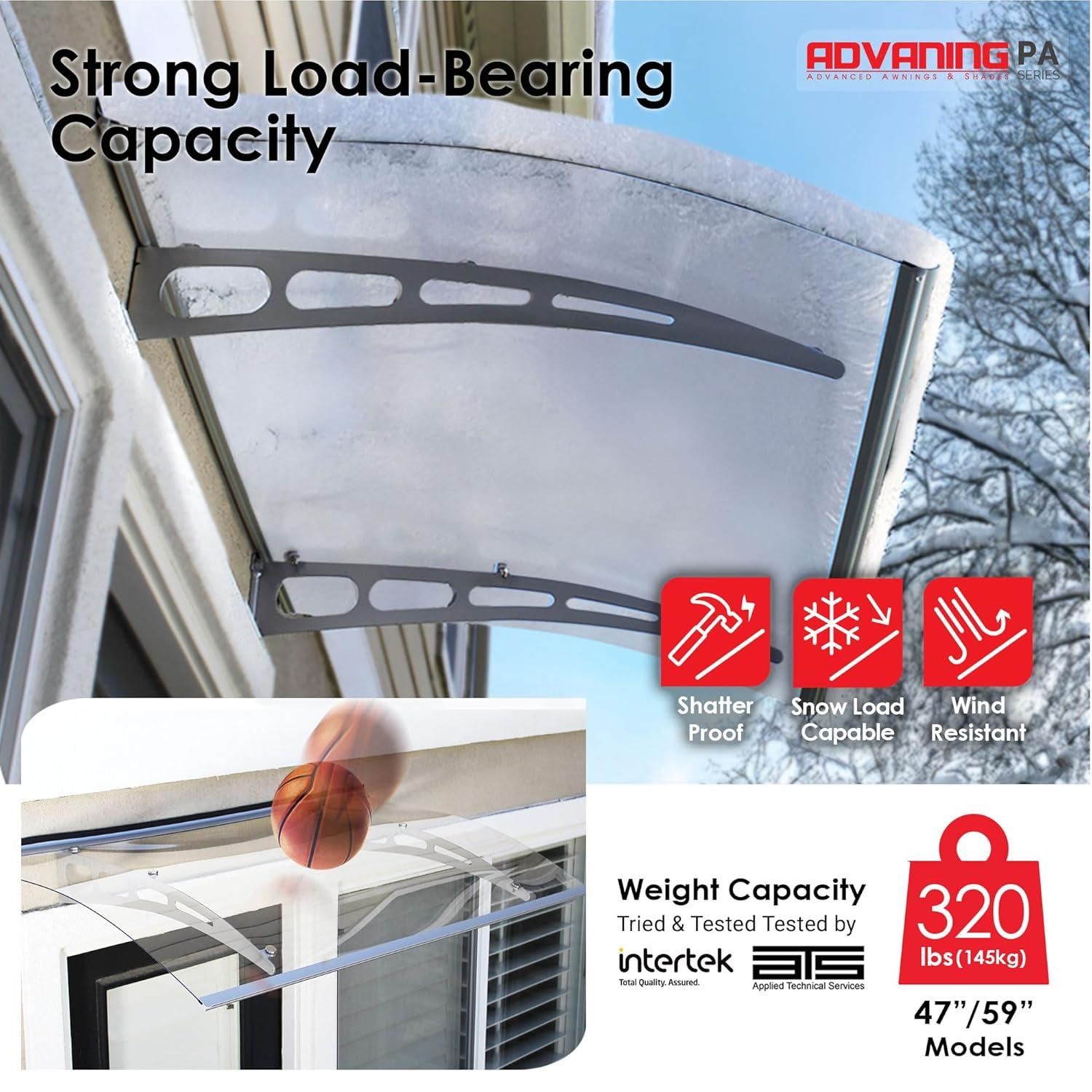PA Series 2' 11 13/32" D Convex Door Awning