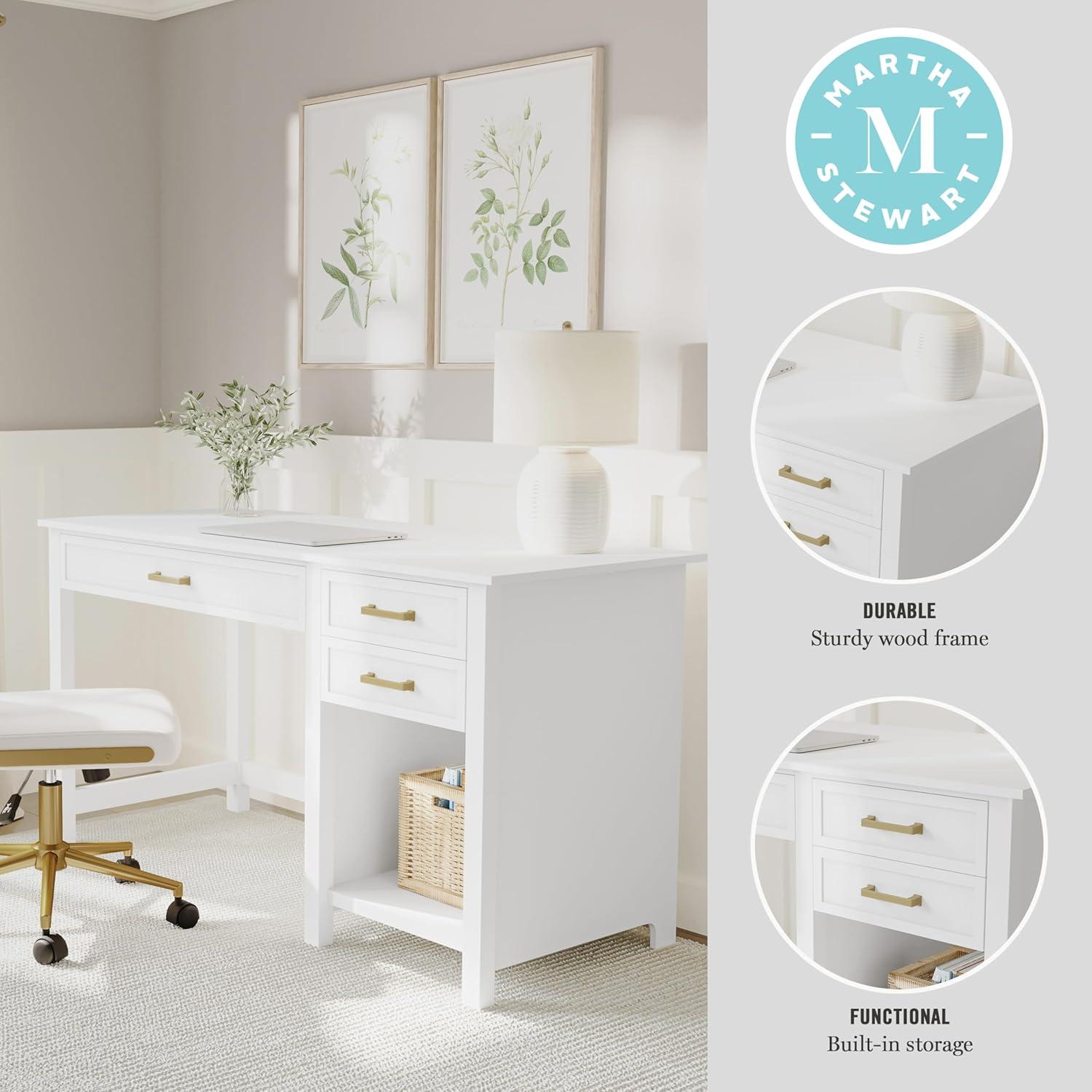 Martha Stewart Martha Stewart Hutton Shaker Style Home Office Desk With 2 Side Drawers