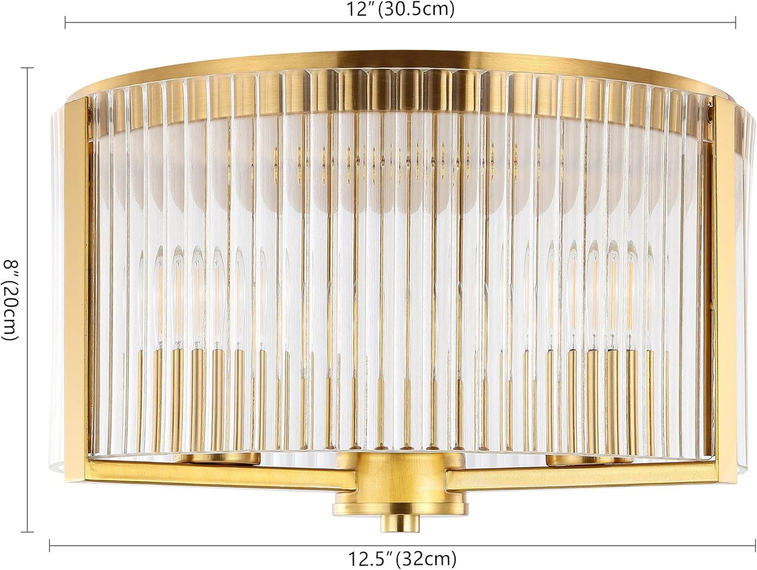 Jetra 3 Light 12.5" Flush Mount - Brass - Safavieh.