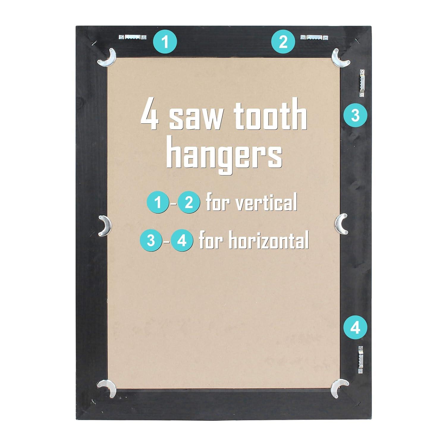 Stonebriar 24" x 18" Rectangle Black Wood Frame Wall Mirror with Attached Hanging Brackets, Decorative Country Rustic Decor for The Living Room, Bedroom, Bathroom, Hallway, and Entryway