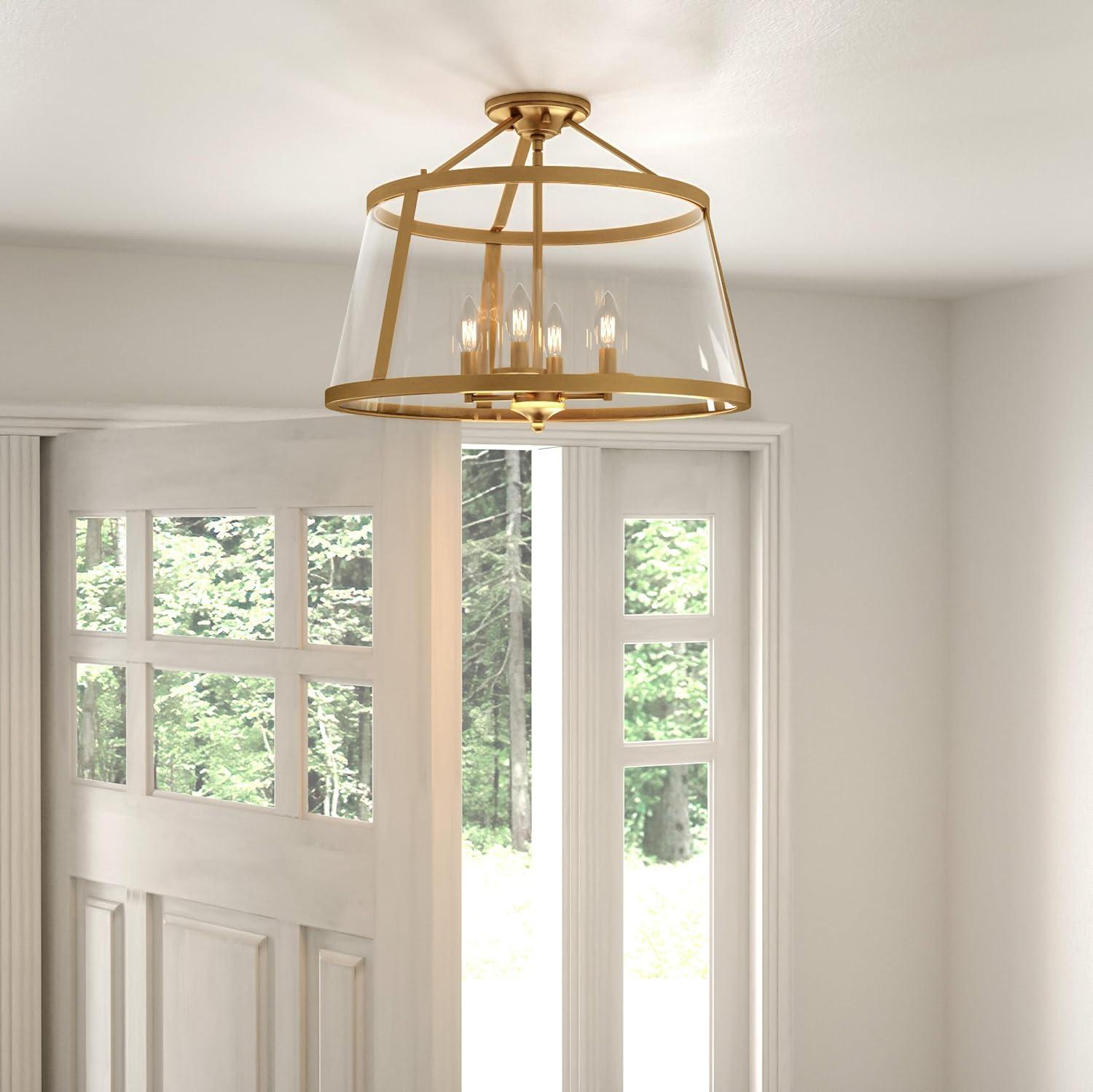 Quoizel Lighting Barlow 4 - Light Semi-Flush Mount in  Weathered Brass