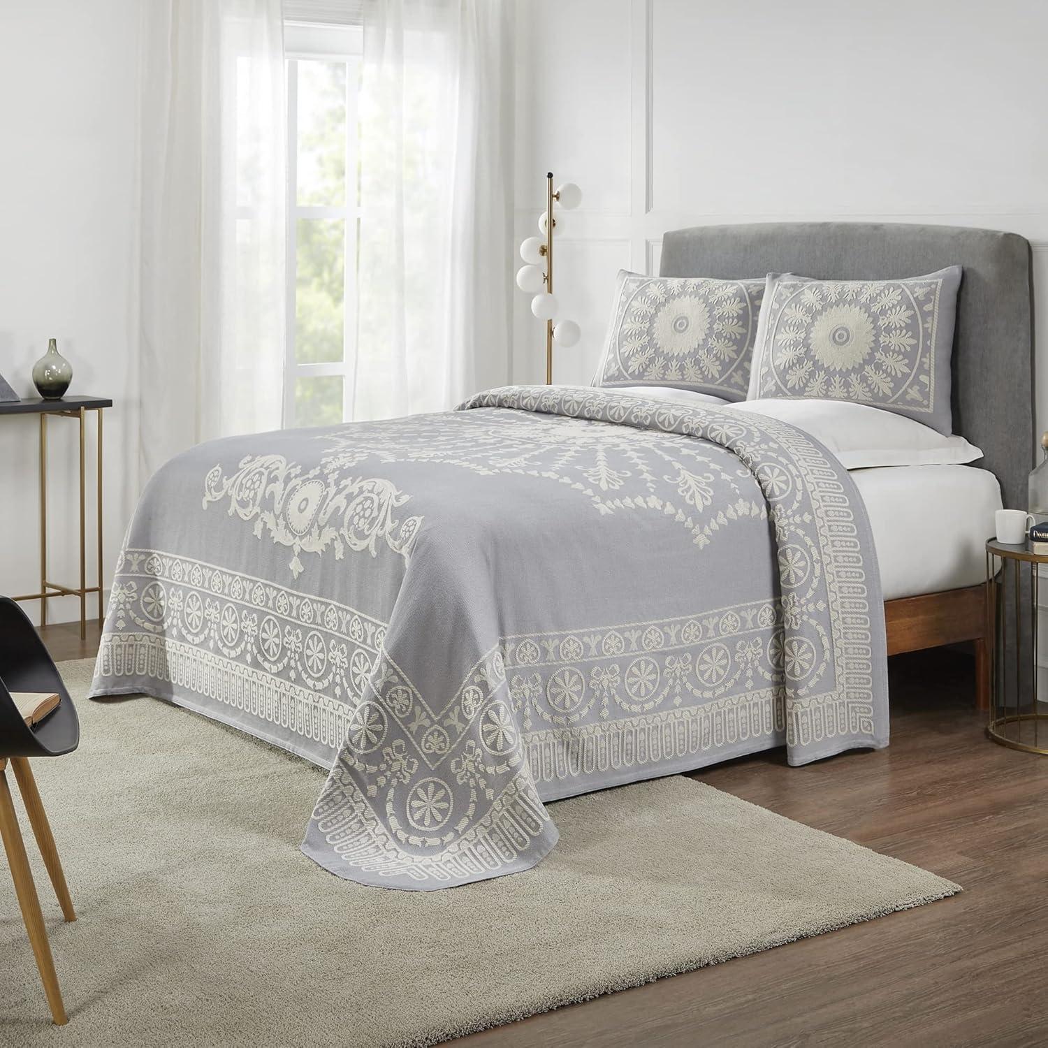 Superior Bedspread Set, Queen, Slate Blue, 3 Piece