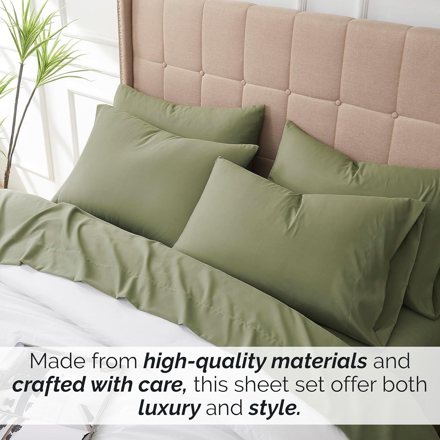 Sage Green Queen Microfiber Deep Pocket Sheet Set