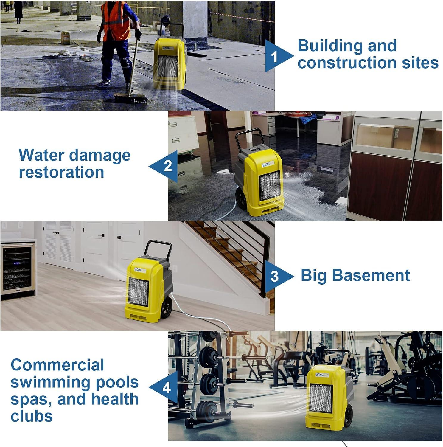 Yellow Commercial Smart WiFi Dehumidifier with Pump