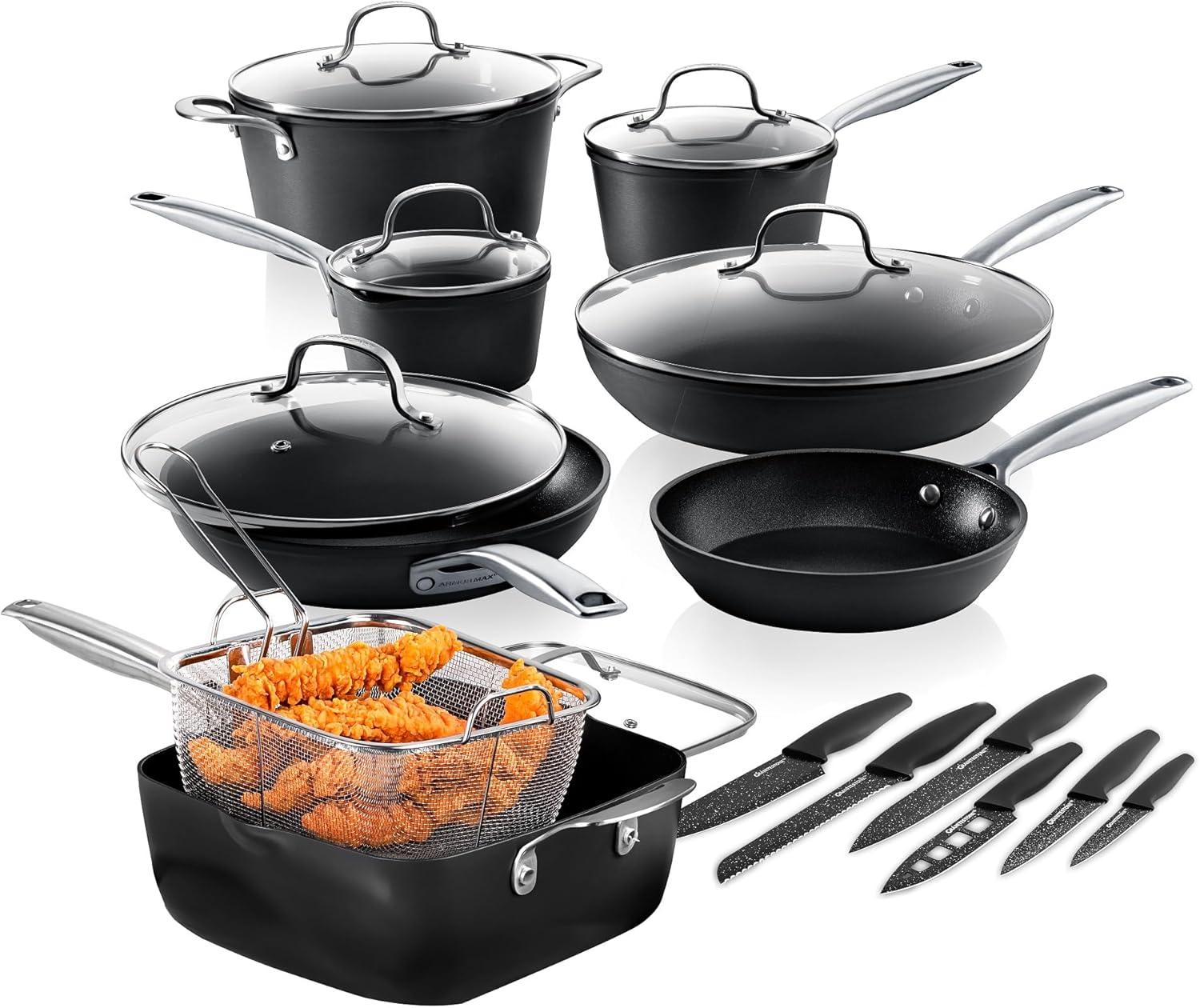 Granitestone 20-Piece Nonstick Induction Cookware and Knife Set