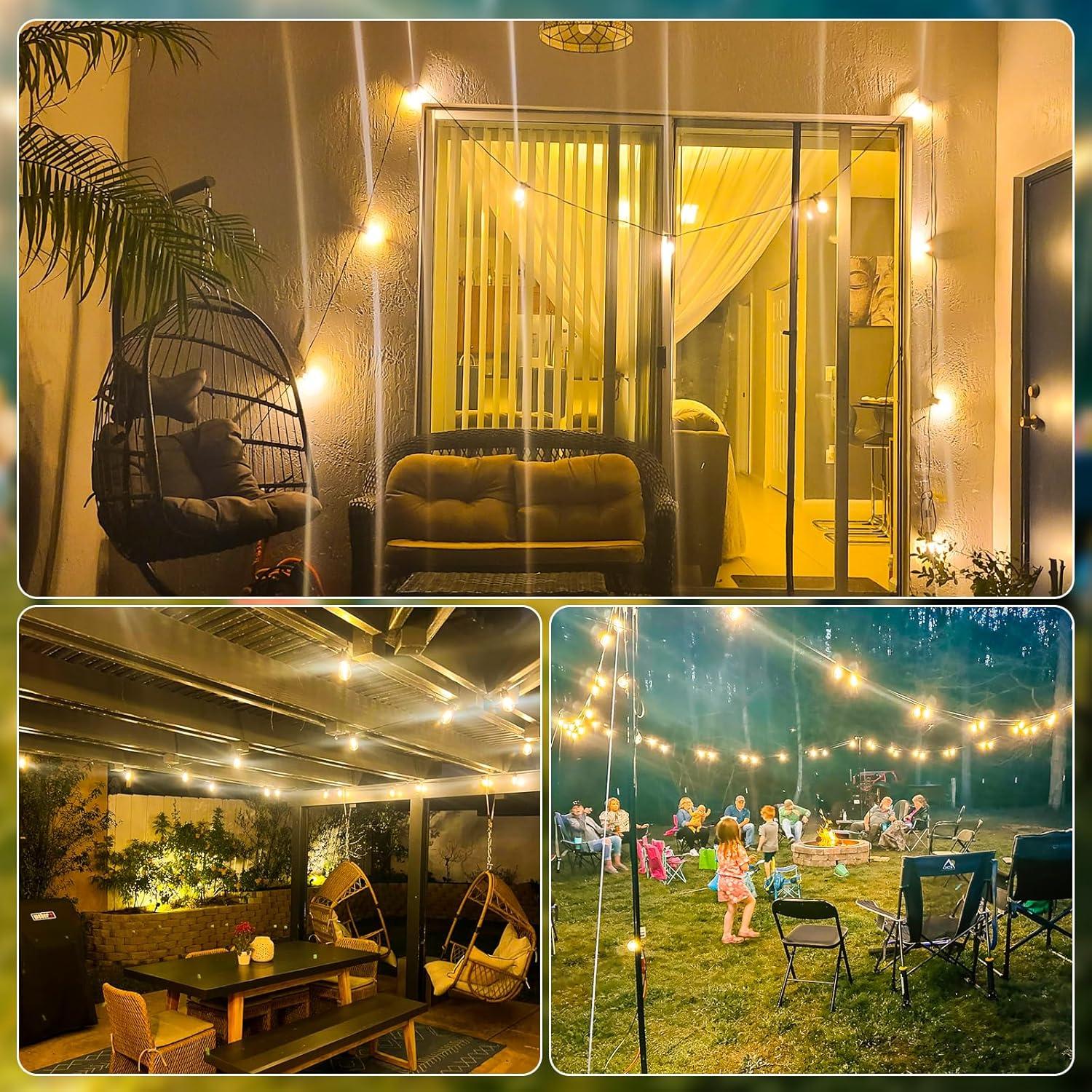 96FT Yellow LED Outdoor Globe String Lights