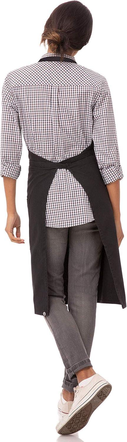 Unisex Black Cotton Canvas Bib Apron with Pockets