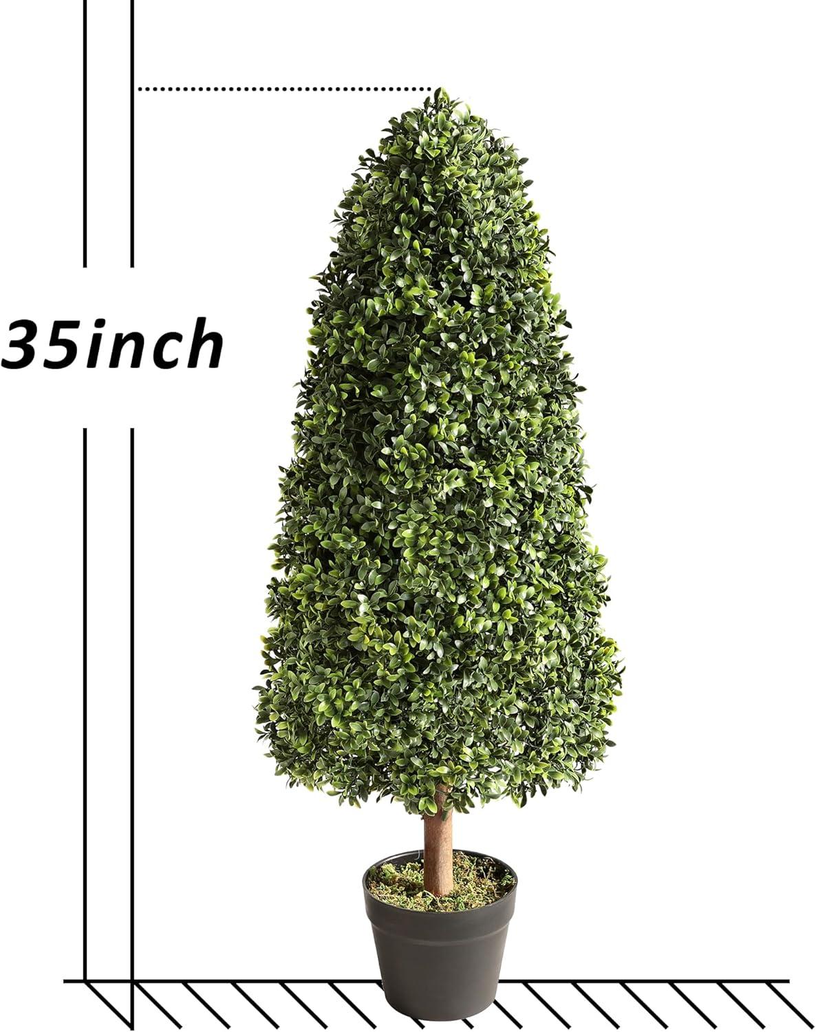 3ft Artificial Topiary Trees Set of 2, Faux Boxwood Tree for Outdoor Decor, Topiaries Plants Artificial Outdoors for Front Door Patio Garden C38