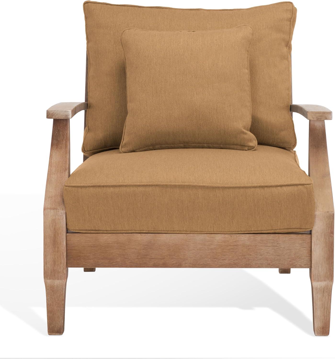 SAFAVIEH Couture Martinique Coastal Eucalyptus Wood Solid Armchair, Natural/Grey