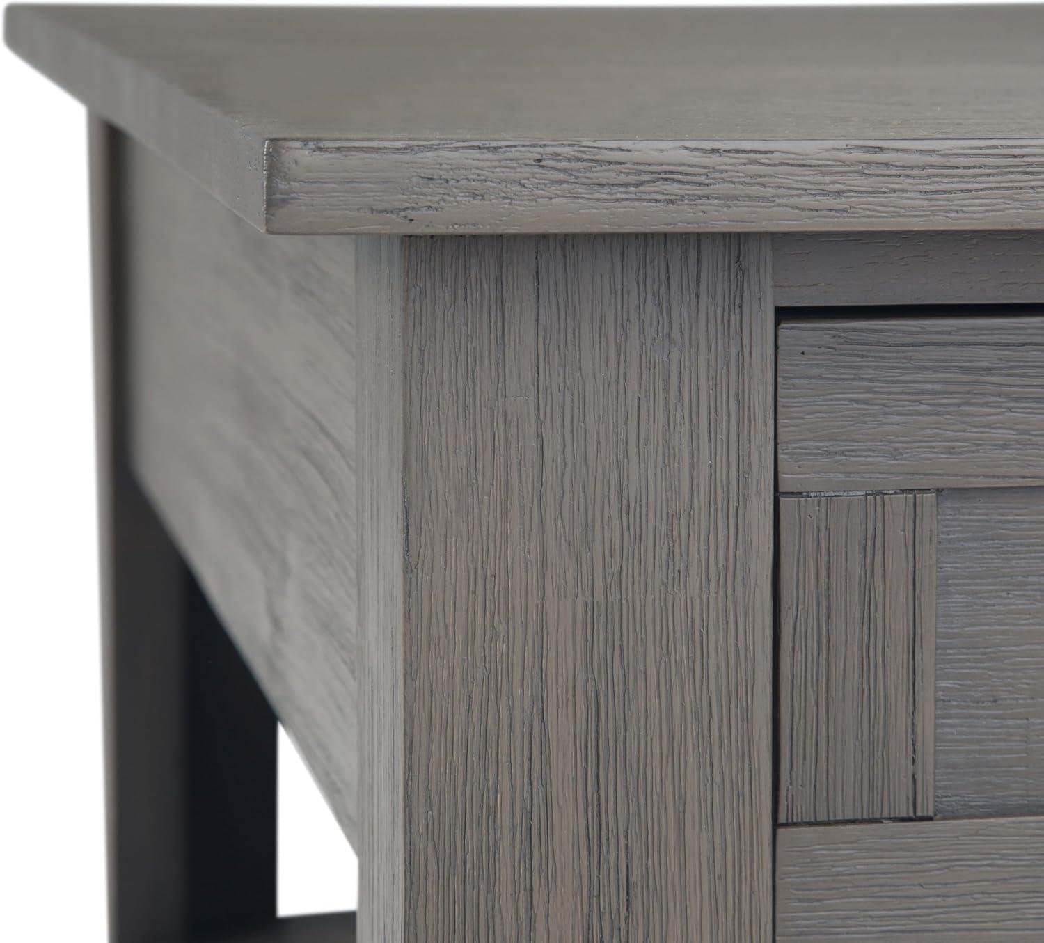 Simpli Home Monroe 38"W Solid Acacia Rustic Square Coffee Table with Large Drawer and Open Shelf