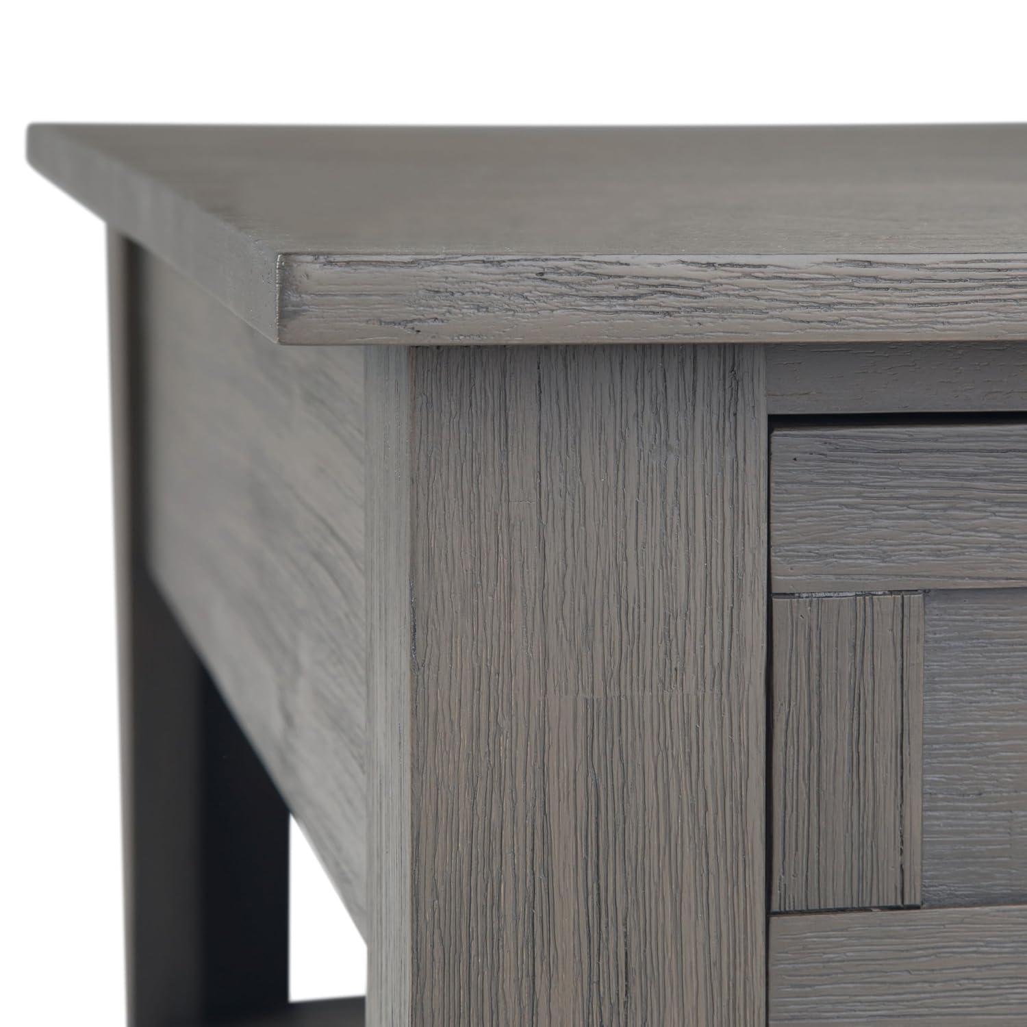 Simpli Home Monroe 38"W Solid Acacia Rustic Square Coffee Table with Large Drawer and Open Shelf