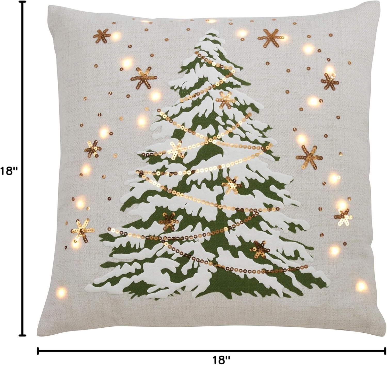 Saro Lifestyle Christmas Tree Throw Pillow With LED Lights