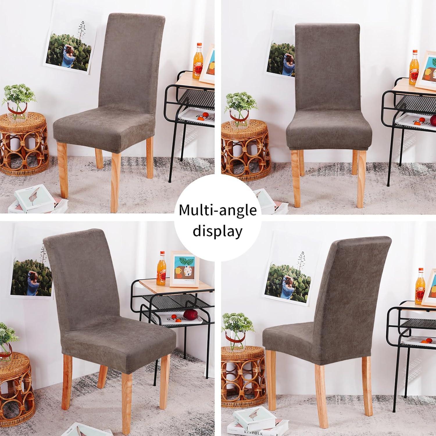 Taupe Velvet Stretch Dining Chair Covers Set of 4