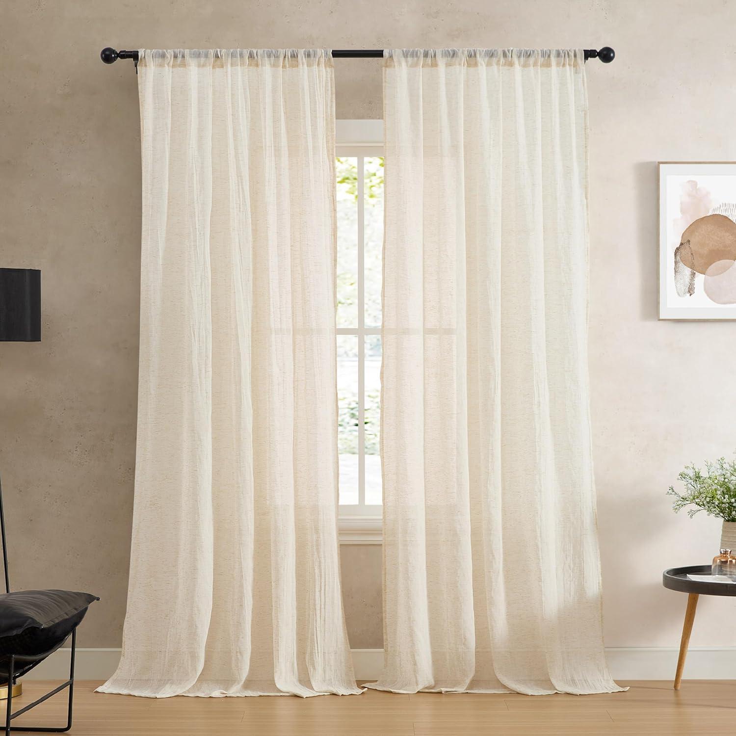 Solid Semi-Sheer Curtain Panels (Set of 2)