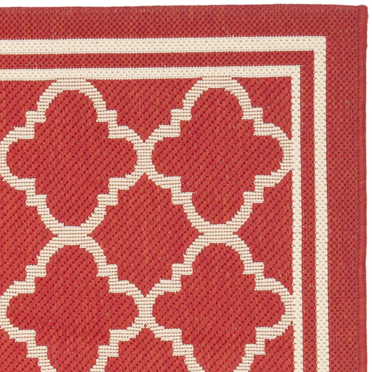 SAFAVIEH Courtyard Alina Geometric Quatrefoil Indoor/Outdoor Area Rug, Red/Bone, 2'7" x 5'