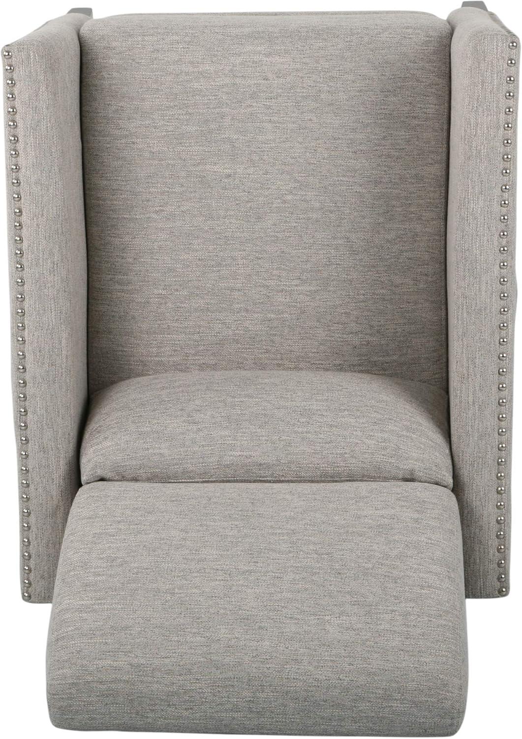 Alscot Contemporary Push Back Recliner Light Gray - Christopher Knight Home: Nailhead Trim, Polyester Upholstery
