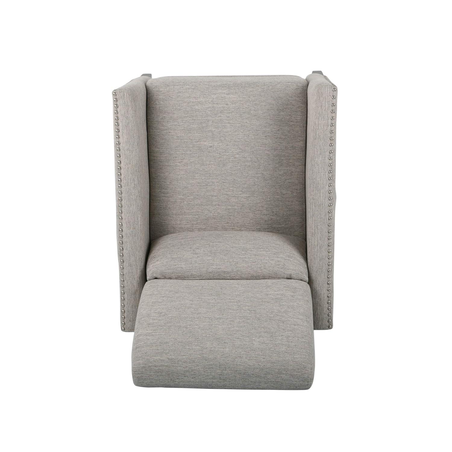 Alscot Contemporary Push Back Recliner Light Gray - Christopher Knight Home: Nailhead Trim, Polyester Upholstery