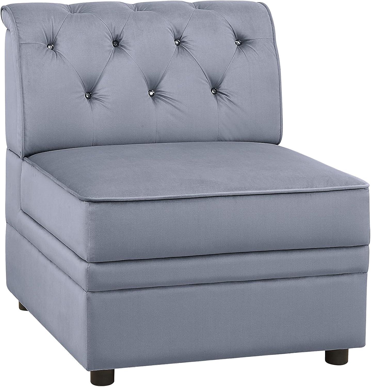 Gray Velvet Armless Slipper Accent Chair