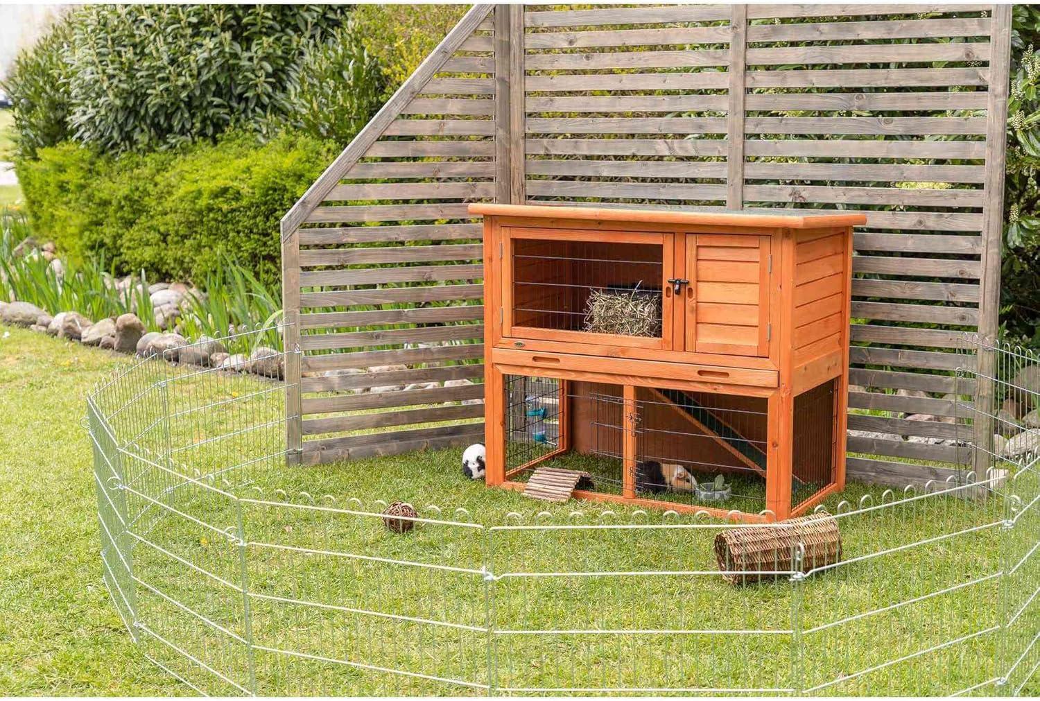 TRIXIE TRIXIE 2-Story Cabin Rabbit Hutch with Run, Ramp, Attic Storage, for Rabbits or Guinea Pigs