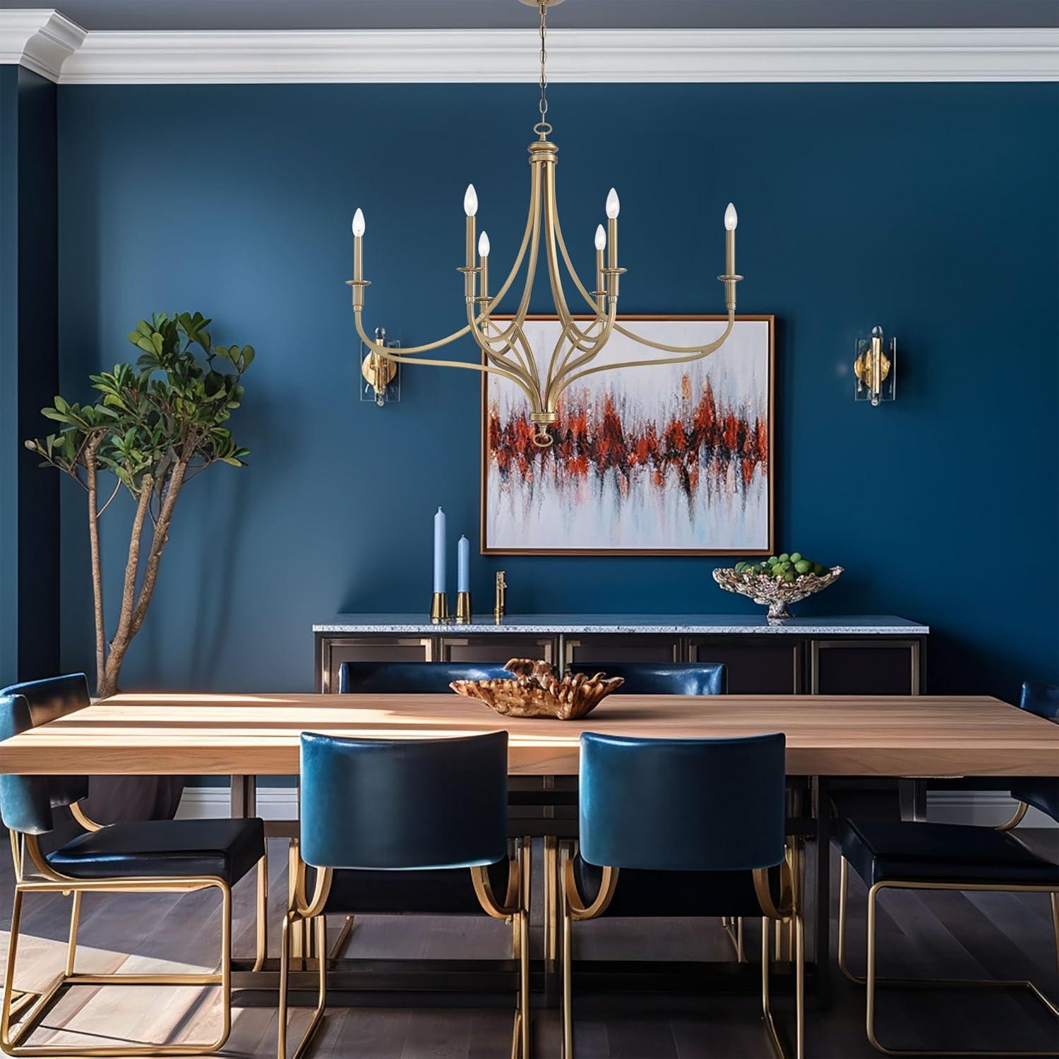 Minka Lavery Brushed Honey Gold Chandelier 40" Wide Modern 6-Light Fixture for Dining Room House Foyer Kitchen Entryway Bedroom