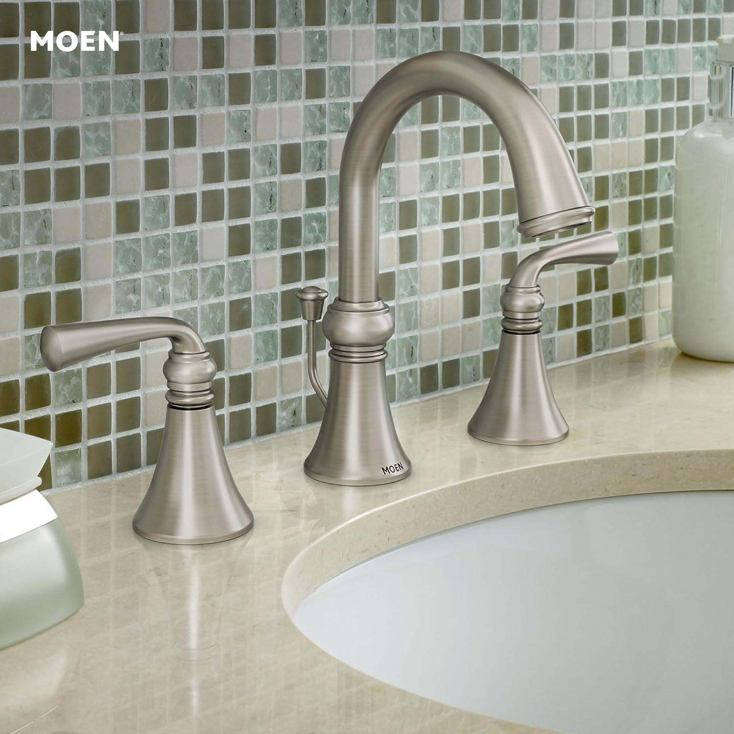 Moen Wetherly High-Arc Widespread Bathroom Faucet with Drain Assembly