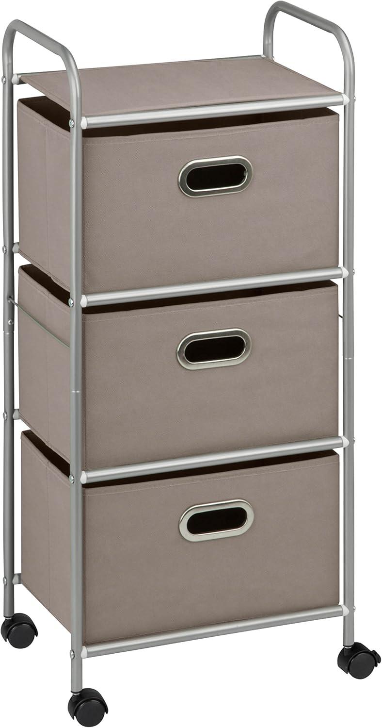 Honey-Can-Do 3-Drawer Fabric Rolling Storage Cart, Gray