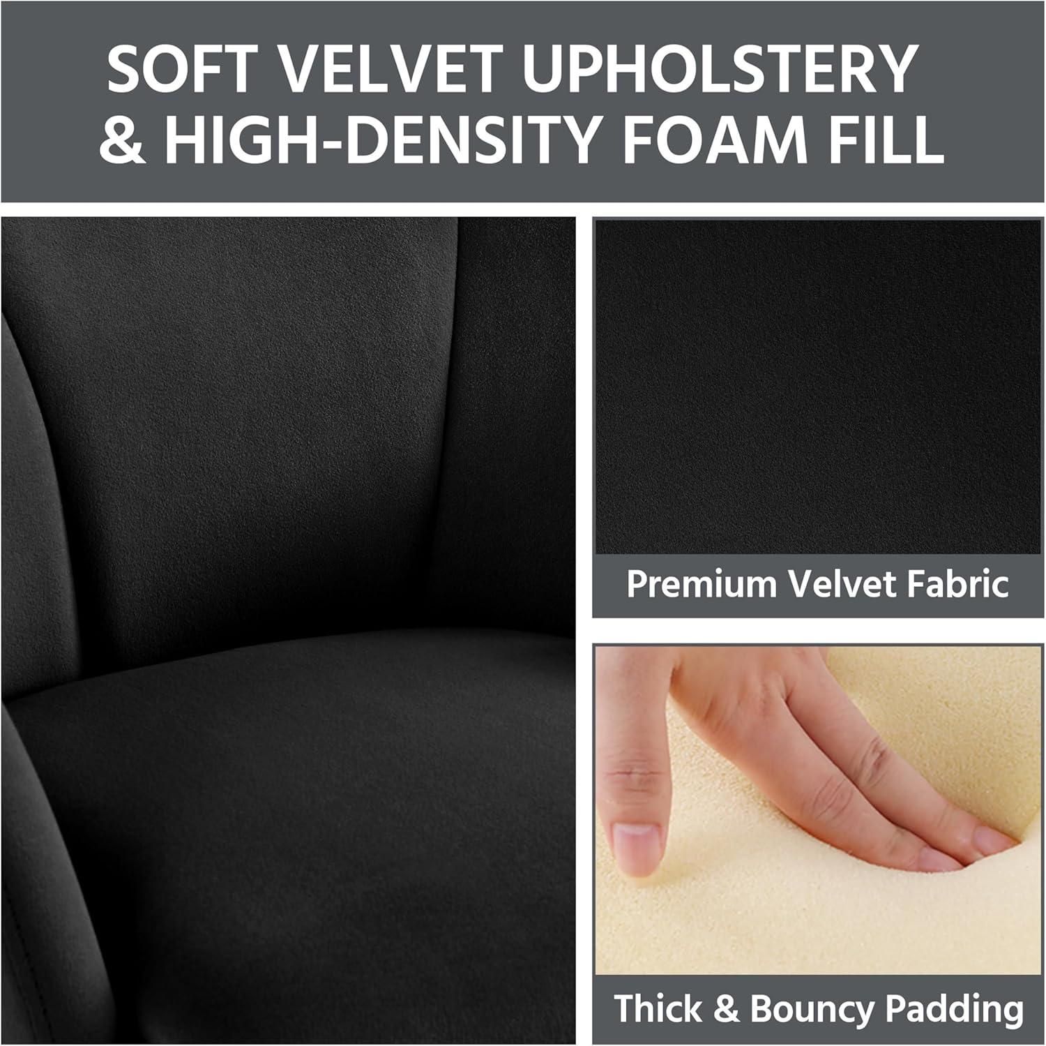 Yaheetech Velvet Armchair Accent Chair with Metal Legs for Living Room/Bedroom, Black