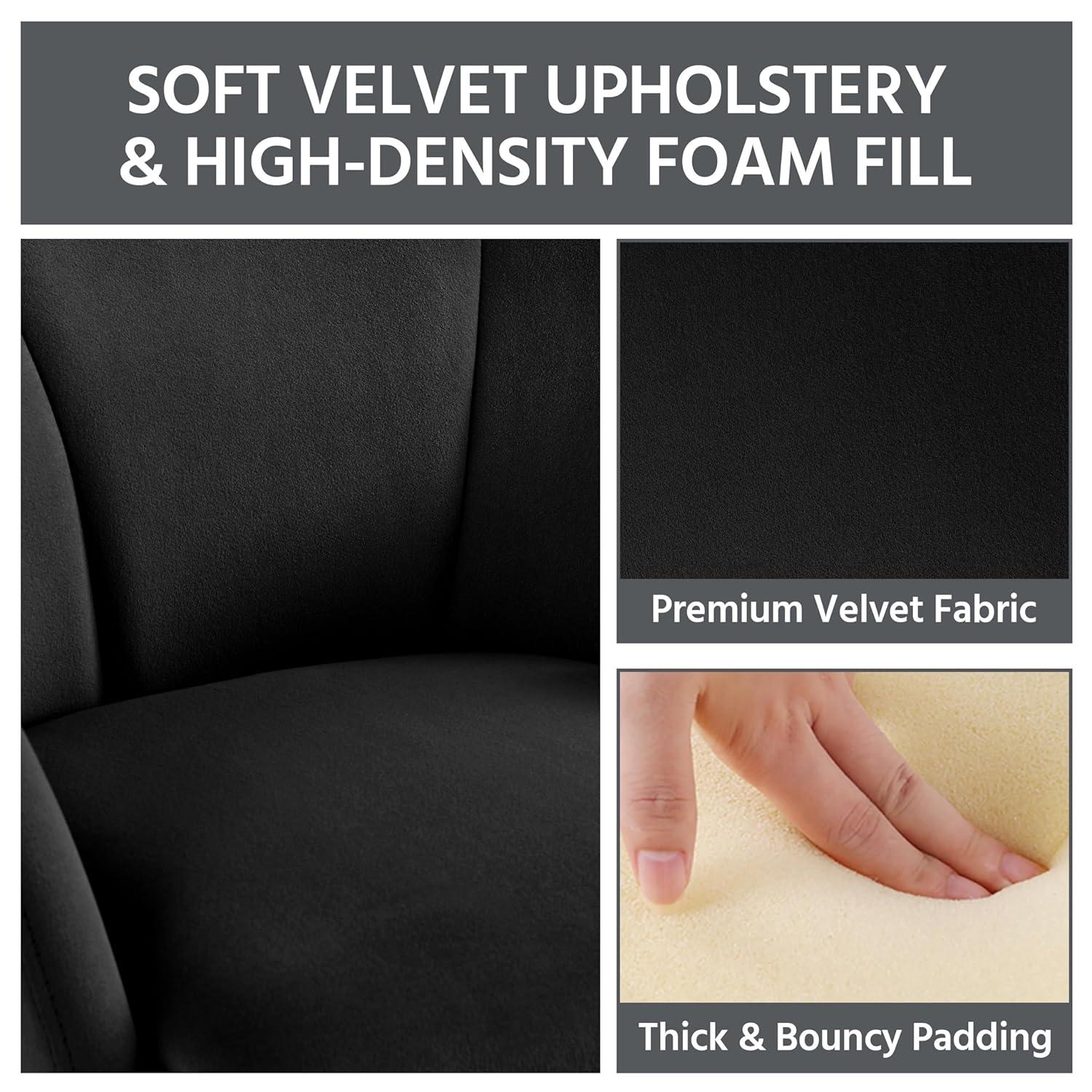 Yaheetech Velvet Armchair Accent Chair with Metal Legs for Living Room/Bedroom, Black