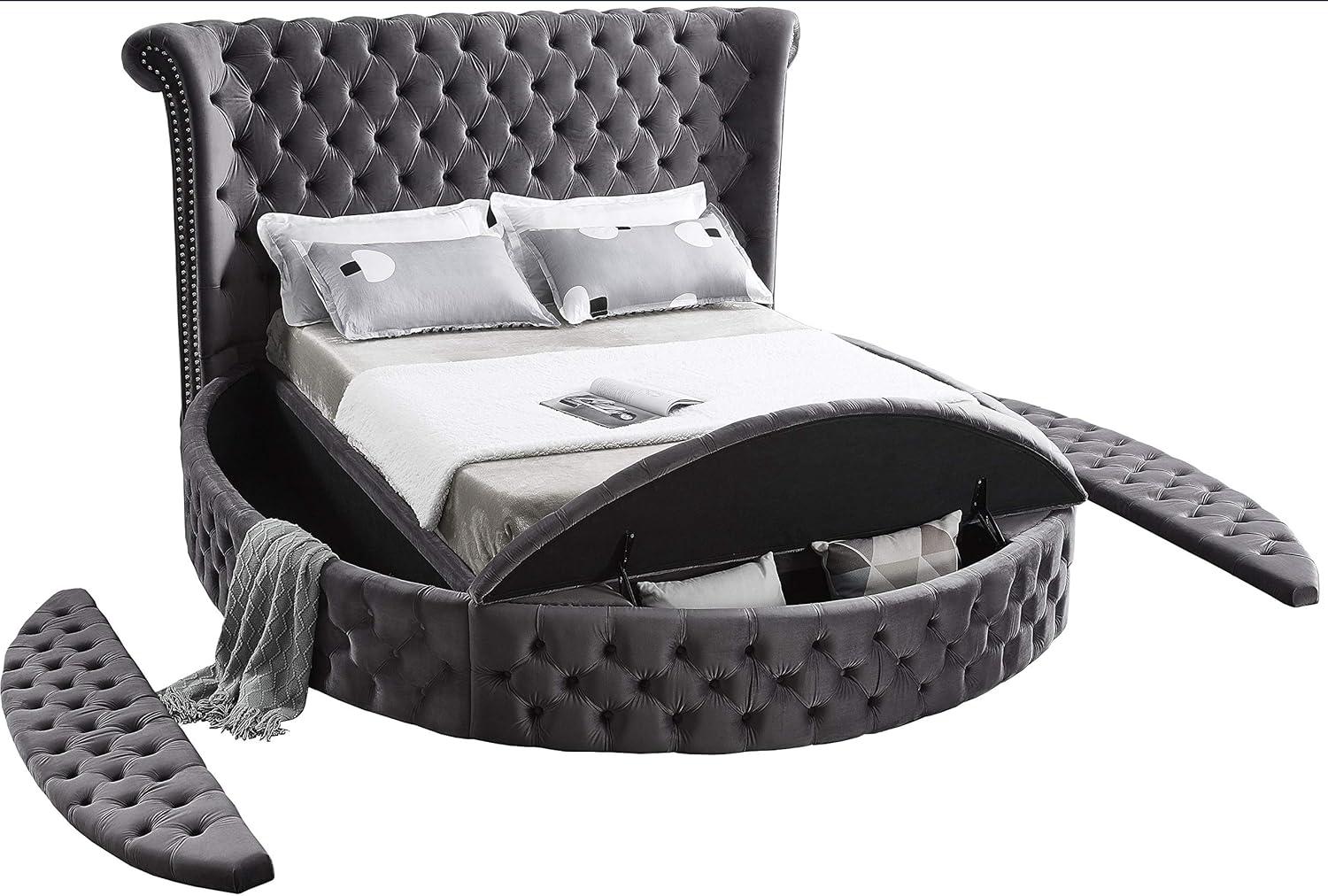 Meridian Furniture Luxus Gray Velvet King Bed