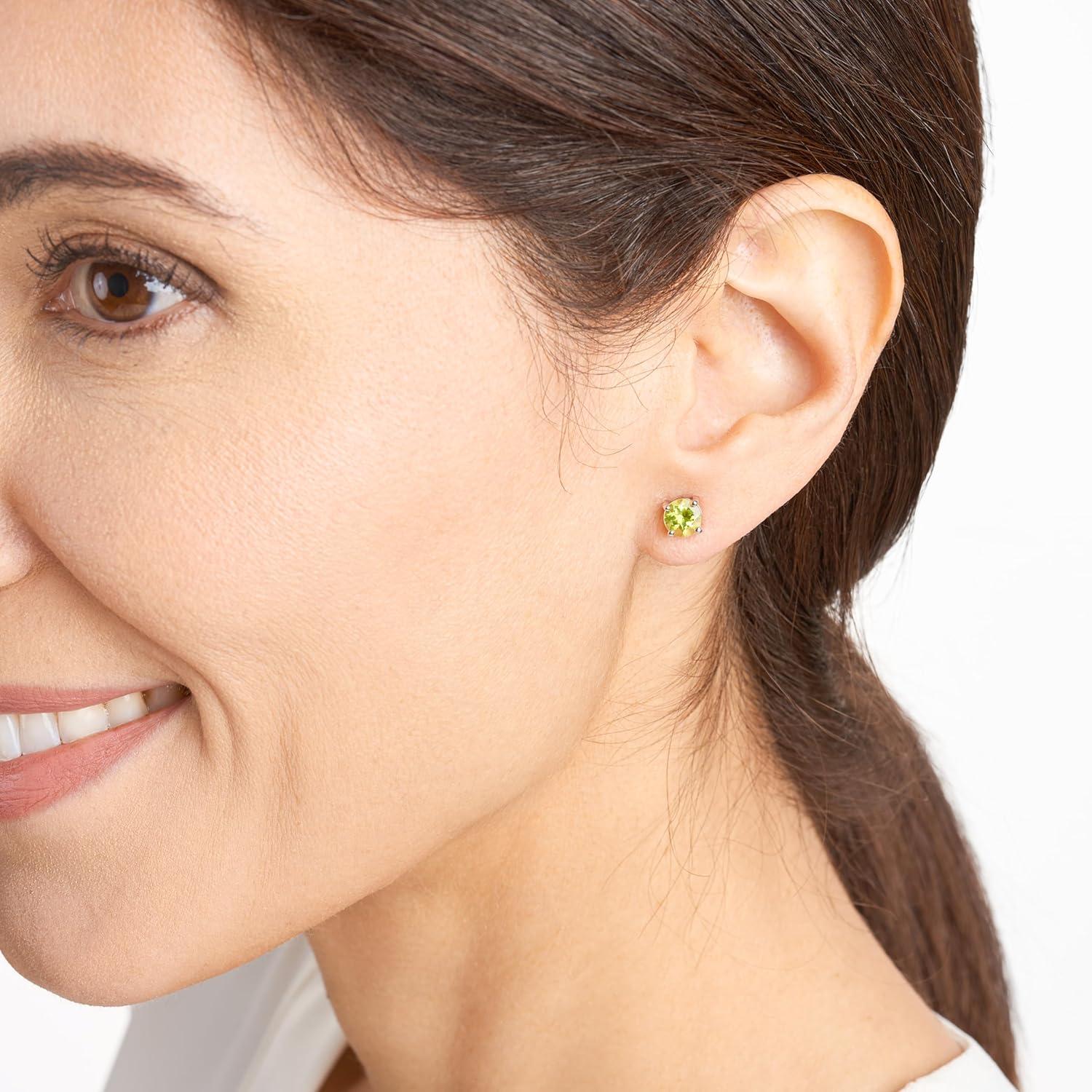 Amazon Essentials Sterling Silver Round Birthstone Stud Earrings (previously Amazon Collection)